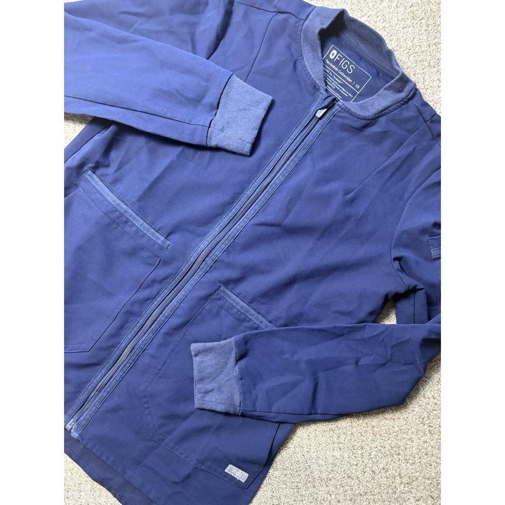 FIGS Bellery Scrub Jacket Womens XS Navy Blue Full Zip Technical Collection